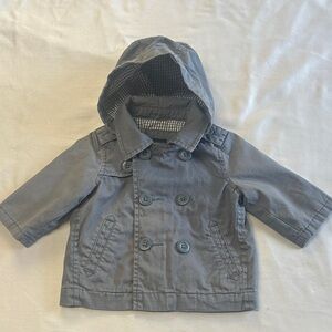 GAP - Gray Hooded Baby Jacket Peaccoat